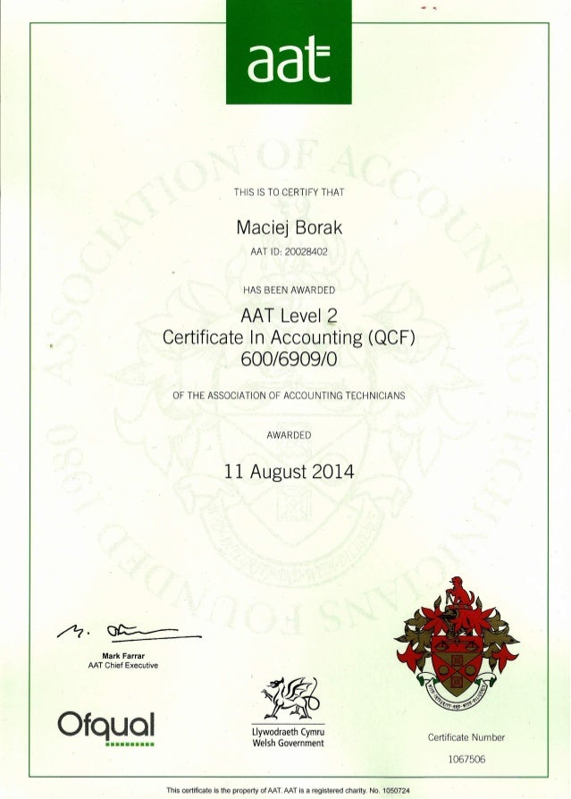 AAT Certificate in Accounting (Level 2 QCF)